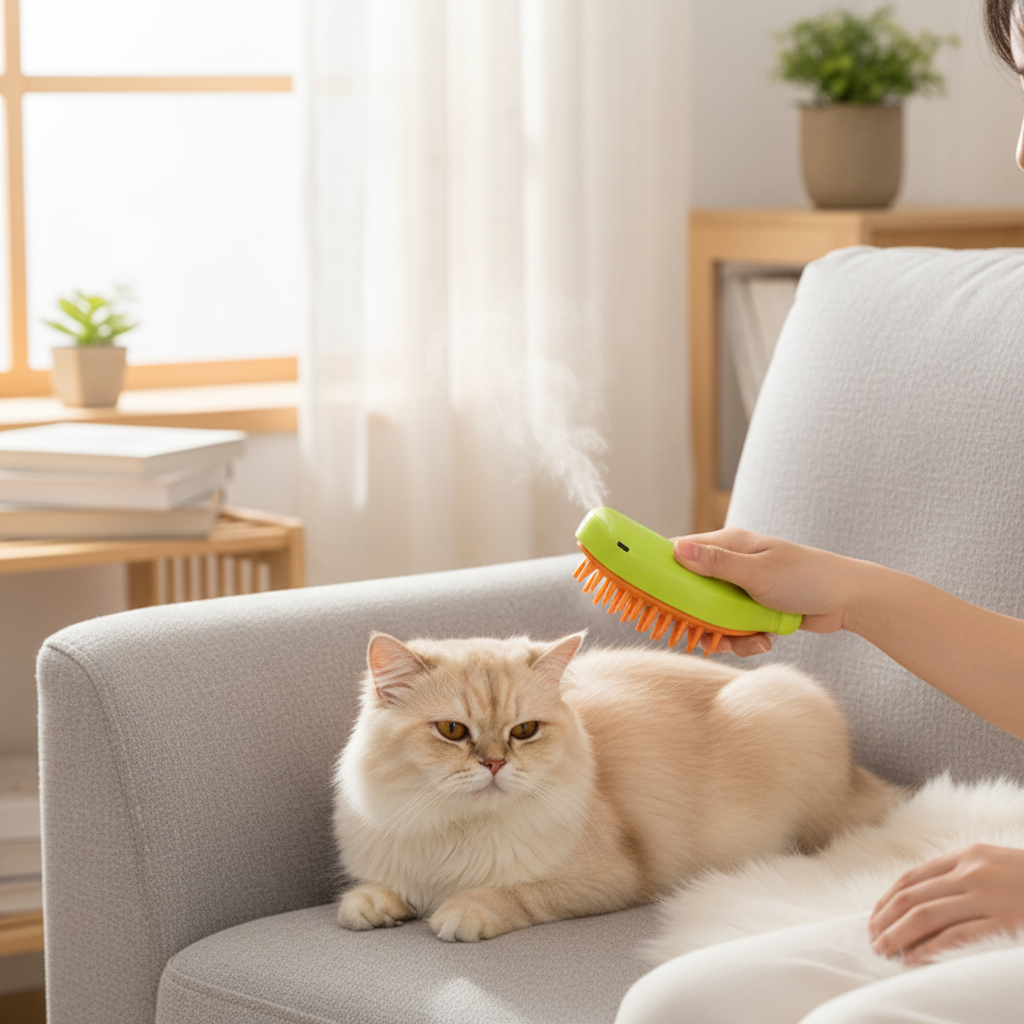 Brosse à vapeur douce pour chat et chien - toilettage sans stress - Fetchypaw